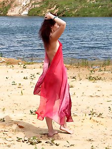 Red Shawl on White sand