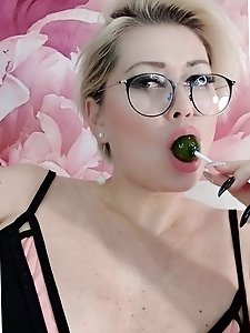 Housewife is touching herself