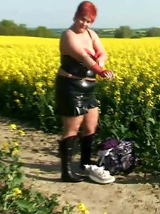 Outfit change in canola field